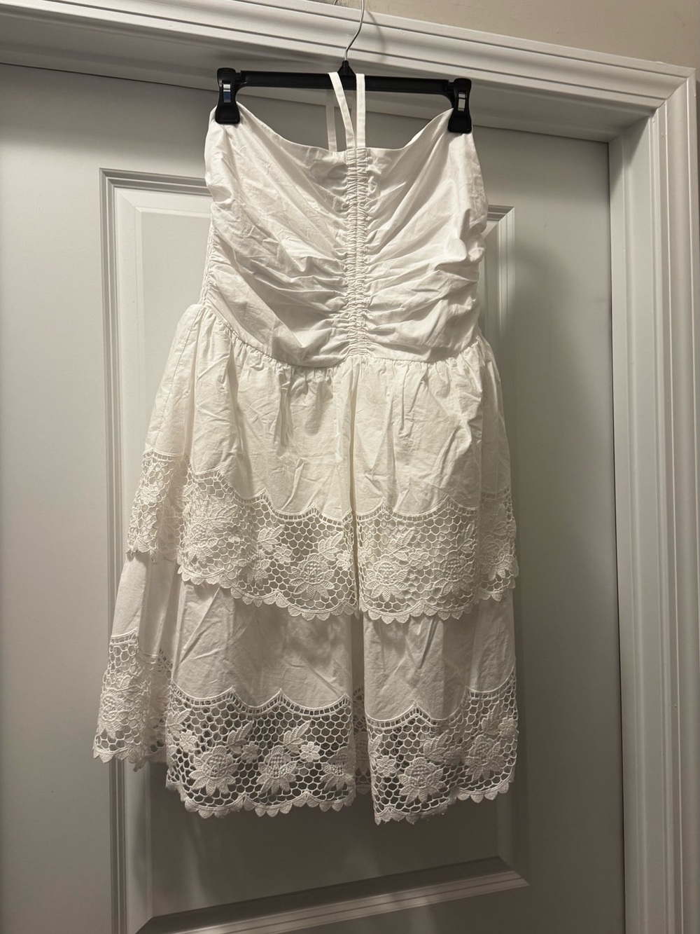 Steve Madden White Strapless Lace Tiered Sundress